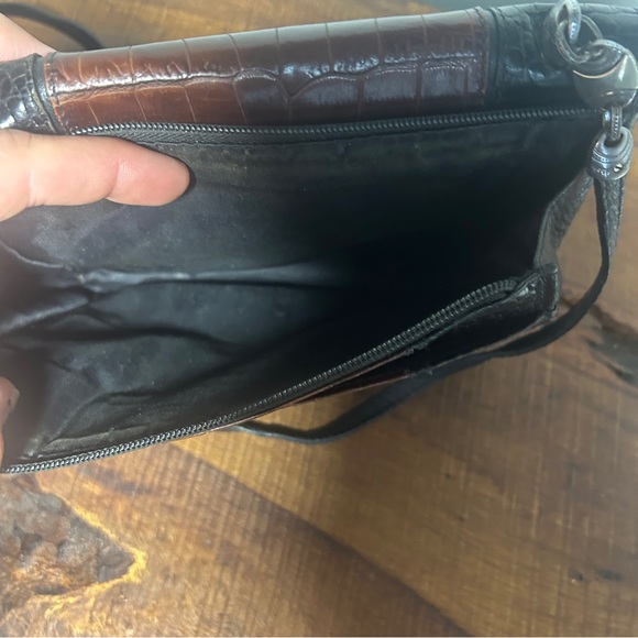 Brighton Leather Crossbody Bag Black and Brown with dust Bag snap closure - Picture 11 of 11